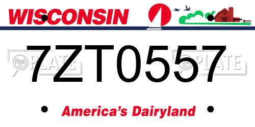 7ZT0557 Wisconsin License Plate