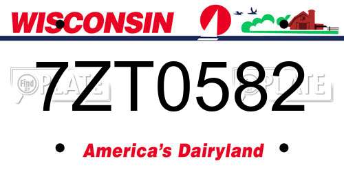 7ZT0582 Wisconsin License Plate