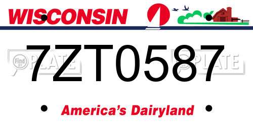 7ZT0587 Wisconsin License Plate