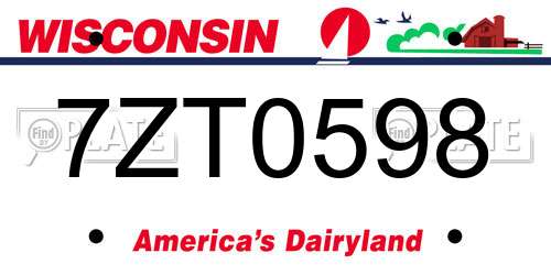 7ZT0598 Wisconsin License Plate