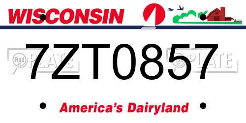 7ZT0857 Wisconsin License Plate