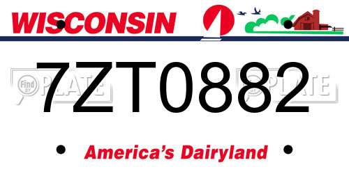 7ZT0882 Wisconsin License Plate