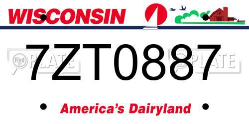 7ZT0887 Wisconsin License Plate