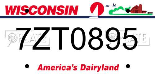 7ZT0895 Wisconsin License Plate