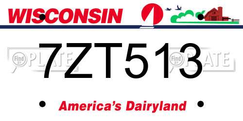 7ZT513 Wisconsin License Plate