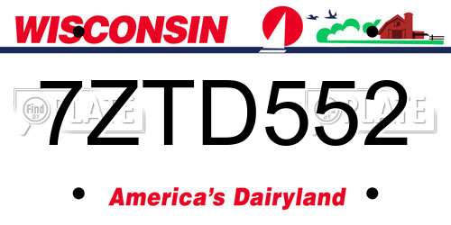 7ZTD552 Wisconsin License Plate