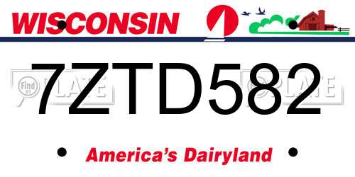 7ZTD582 Wisconsin License Plate