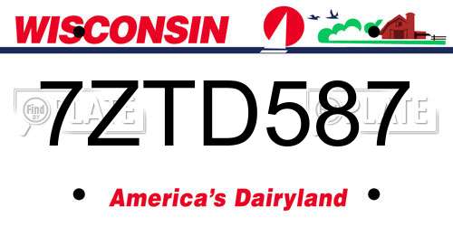 7ZTD587 Wisconsin License Plate