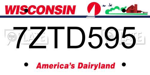 7ZTD595 Wisconsin License Plate