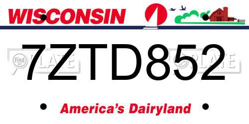7ZTD852 Wisconsin License Plate