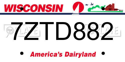 7ZTD882 Wisconsin License Plate