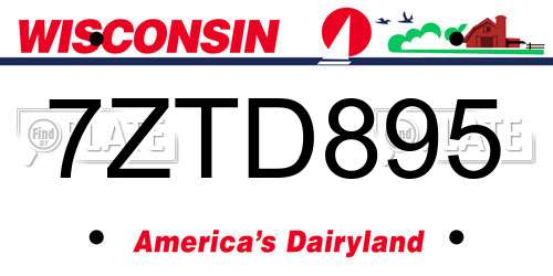 7ZTD895 Wisconsin License Plate