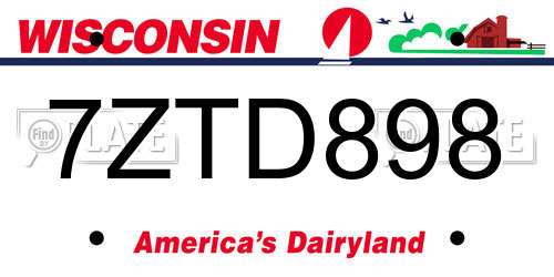 7ZTD898 Wisconsin License Plate