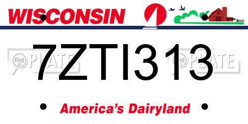 7ZTI313 Wisconsin License Plate
