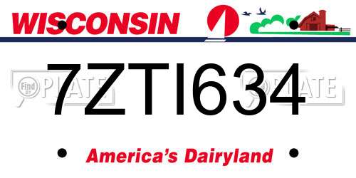 7ZTI634 Wisconsin License Plate