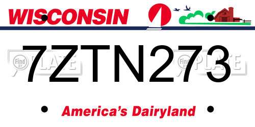 7ZTN273 Wisconsin License Plate