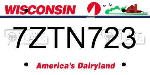 7ZTN723 Wisconsin License Plate