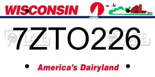 7ZTO226 Wisconsin License Plate