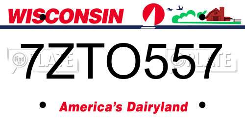 7ZTO557 Wisconsin License Plate