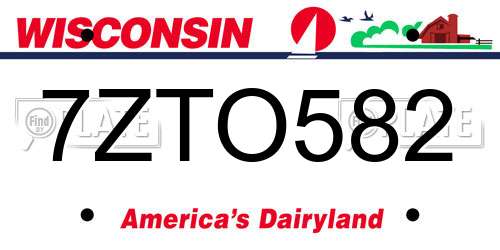 7ZTO582 Wisconsin License Plate