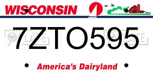 7ZTO595 Wisconsin License Plate