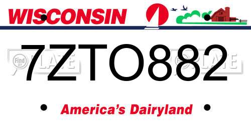 7ZTO882 Wisconsin License Plate