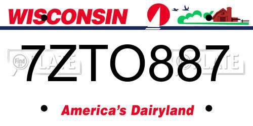 7ZTO887 Wisconsin License Plate