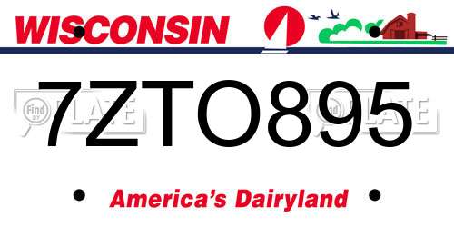 7ZTO895 Wisconsin License Plate