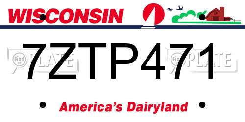 7ZTP471 Wisconsin License Plate