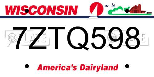 7ZTQ598 Wisconsin License Plate