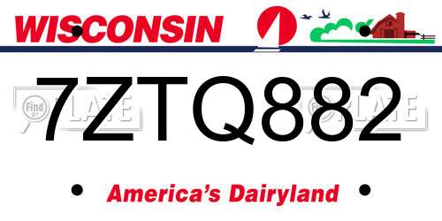 7ZTQ882 Wisconsin License Plate