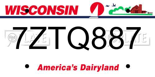 7ZTQ887 Wisconsin License Plate
