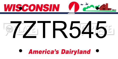 7ZTR545 Wisconsin License Plate