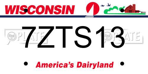 7ZTS13 Wisconsin License Plate