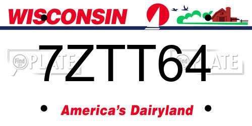 7ZTT64 Wisconsin License Plate