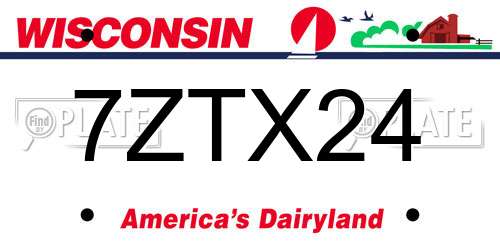 7ZTX24 Wisconsin License Plate