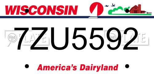 7ZU5592 Wisconsin License Plate