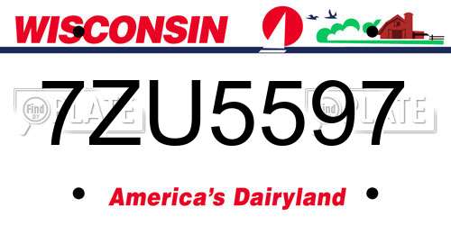 7ZU5597 Wisconsin License Plate