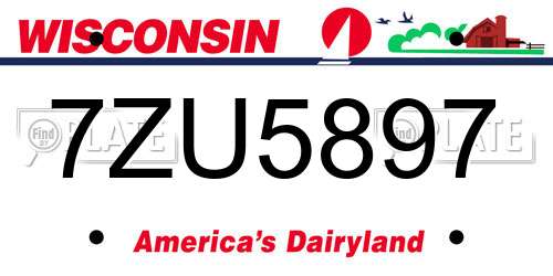7ZU5897 Wisconsin License Plate