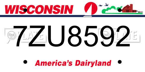 7ZU8592 Wisconsin License Plate