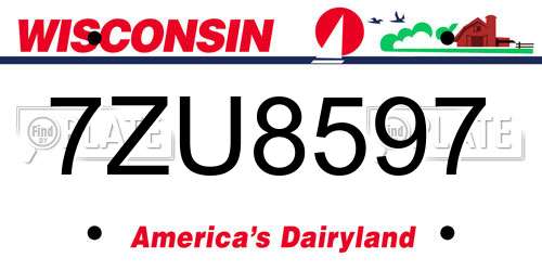 7ZU8597 Wisconsin License Plate