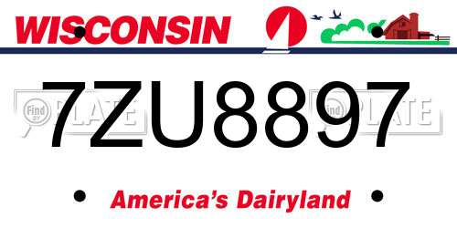 7ZU8897 Wisconsin License Plate