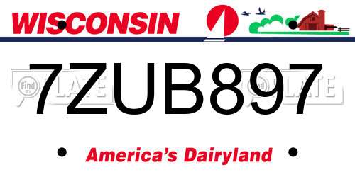 7ZUB897 Wisconsin License Plate