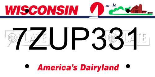 7ZUP331 Wisconsin License Plate