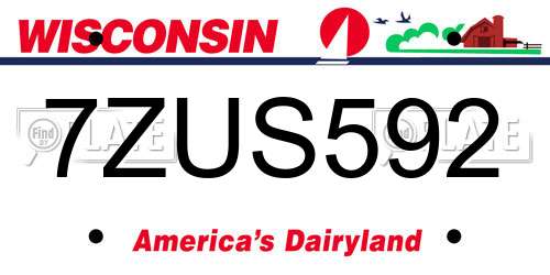 7ZUS592 Wisconsin License Plate
