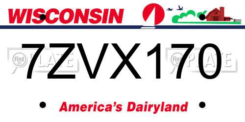 7ZVX170 Wisconsin License Plate