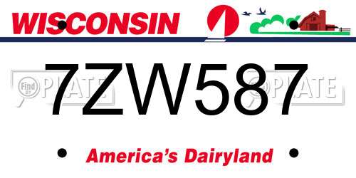 7ZW587 Wisconsin License Plate
