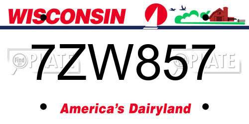 7ZW857 Wisconsin License Plate
