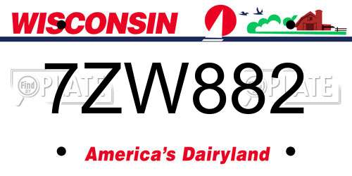 7ZW882 Wisconsin License Plate