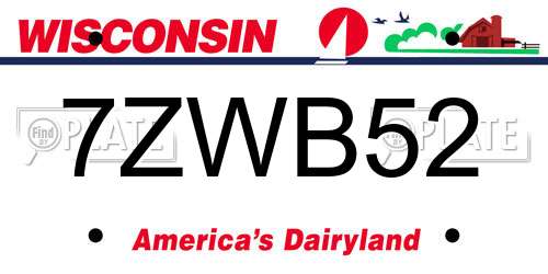 7ZWB52 Wisconsin License Plate